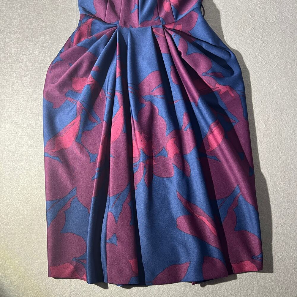 Donna Karan New York Floral Fit & Flare Dress Blue Magenta Size 8 - Picture 11 of 16